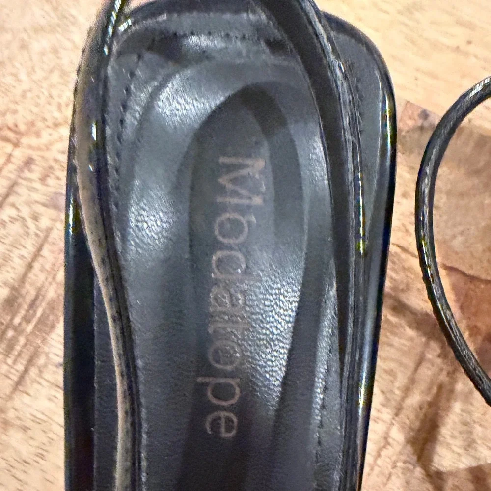 Black Patent Mary Jane Kitten Heels Pointed Toe Slingback Pumps Size 7